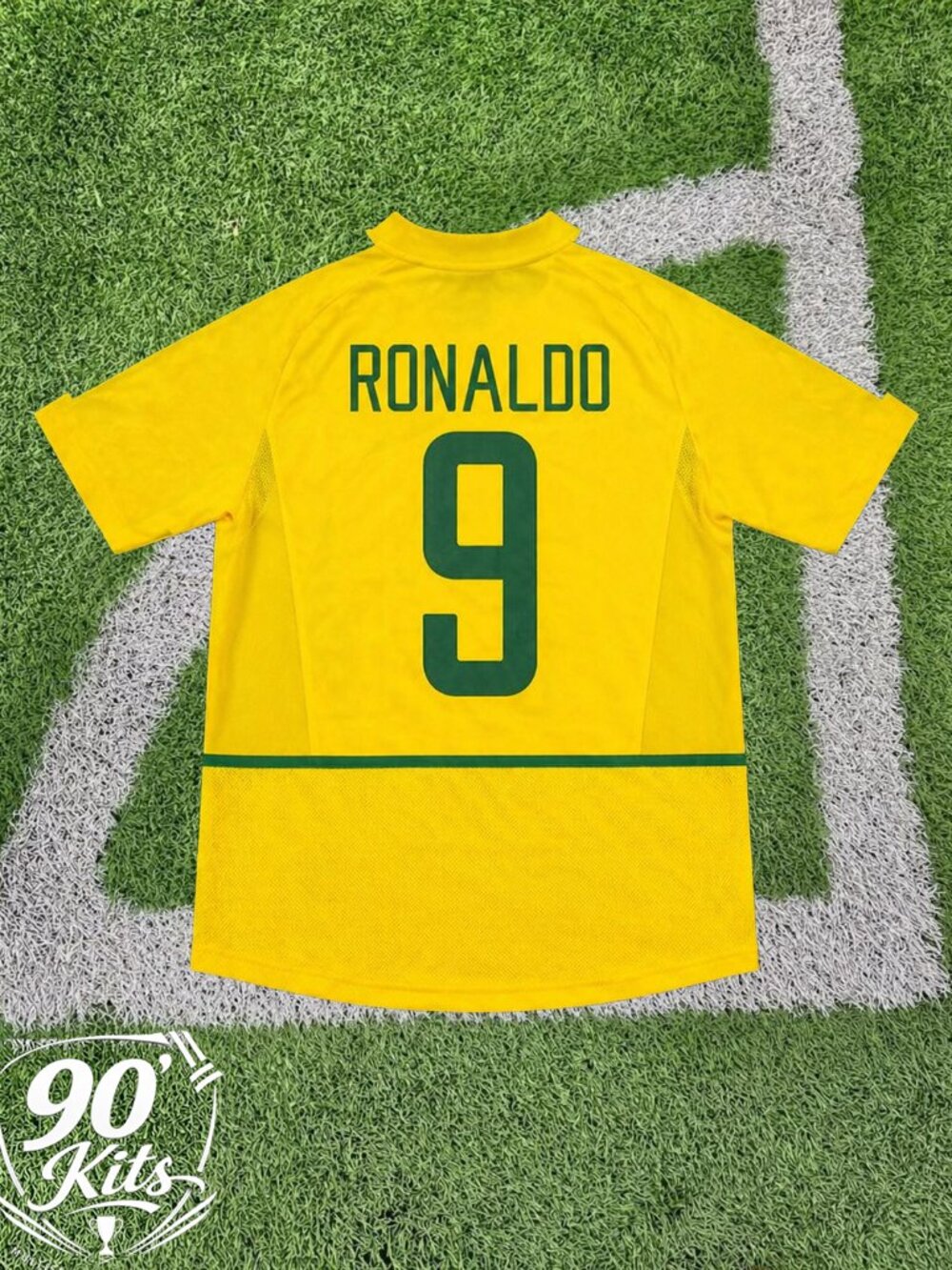 2002 Brazil #9 Ronaldo Home Soccer Jersey